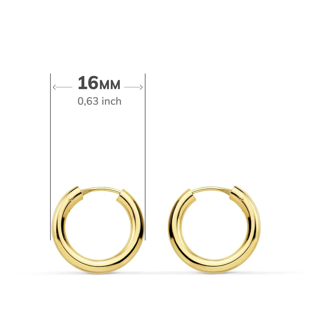 18K AROS ORO AMARILLO REDONDOS LISOS LIGEROS 16X2.5 MM — vista 2