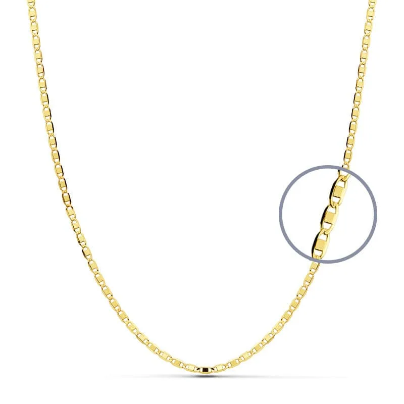 18K CADENA ORO AMARILLO MACIZA PLANA 45CM 1.5 MM