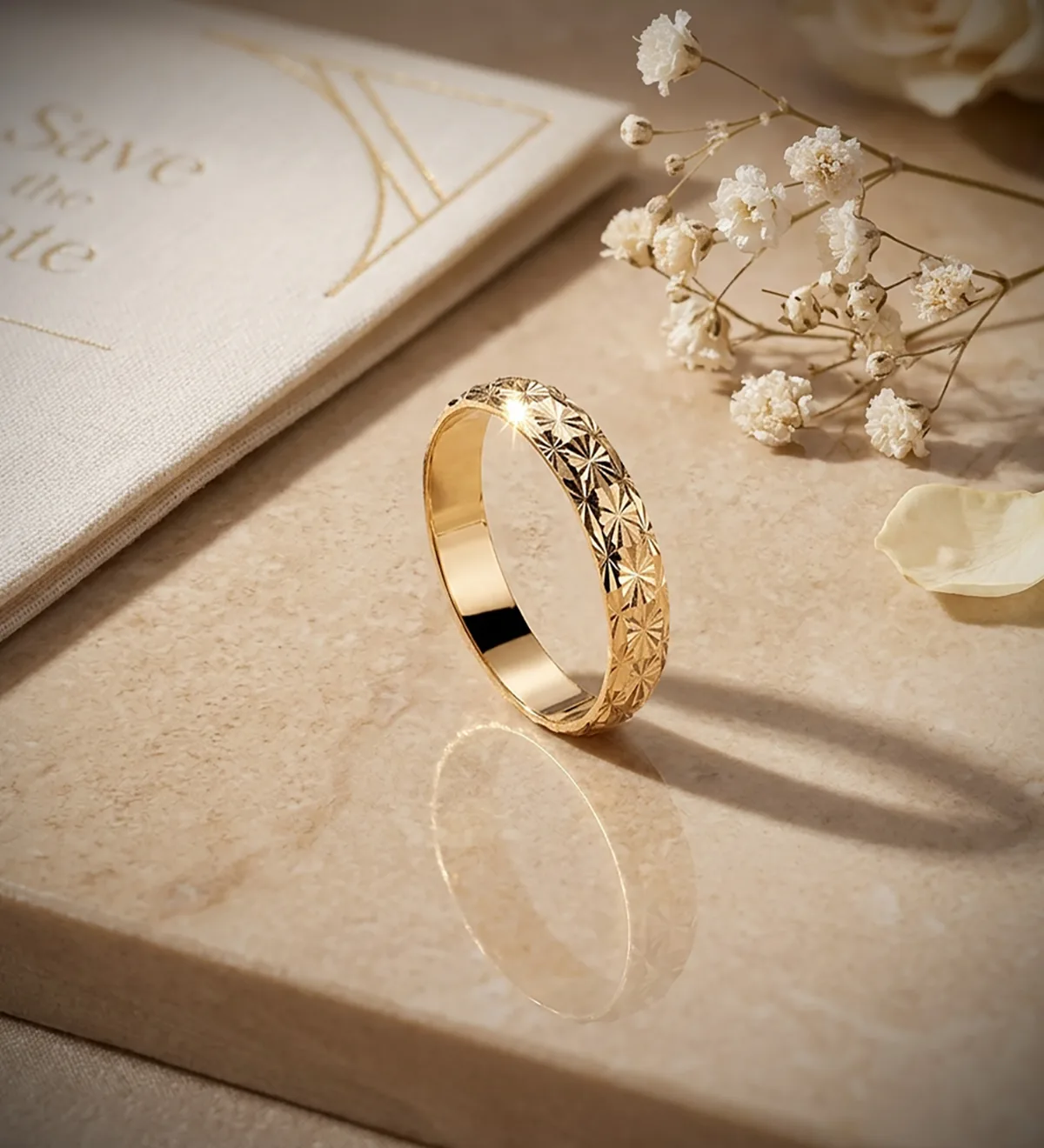18K ALIANZA ORO AMARILLO DIAMANTADA. ANCHO: 4 MM — vista 2