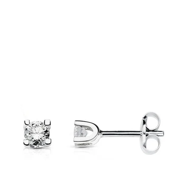 18K PENDIENTES ORO BLANCO CON DIAMANTES LABORATORIO 2,5 MM TALLA BRILLANTE 0,120 QTS. VS2-G. CIERRE PRESION