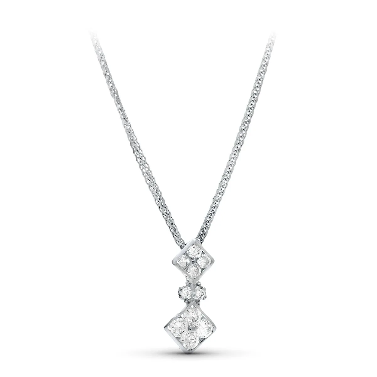 18K GARGANTILLA ORO BLANCO 45CM JUEGO NOVIA MOTIVO ROMBO 16X7 MM