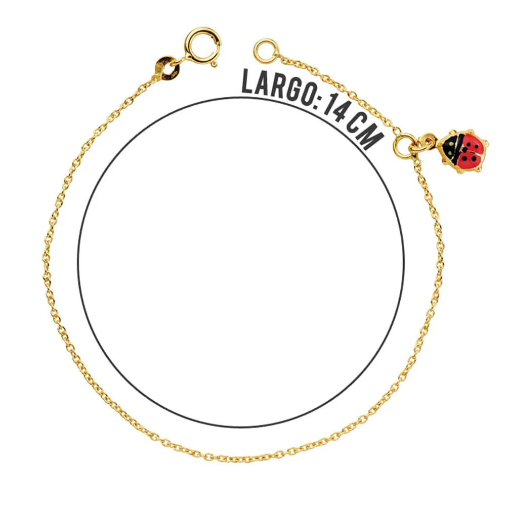 18K PULSERA ORO AMARILLO NIÑA MARIQUITA ESMALTE 14CM — vista 2