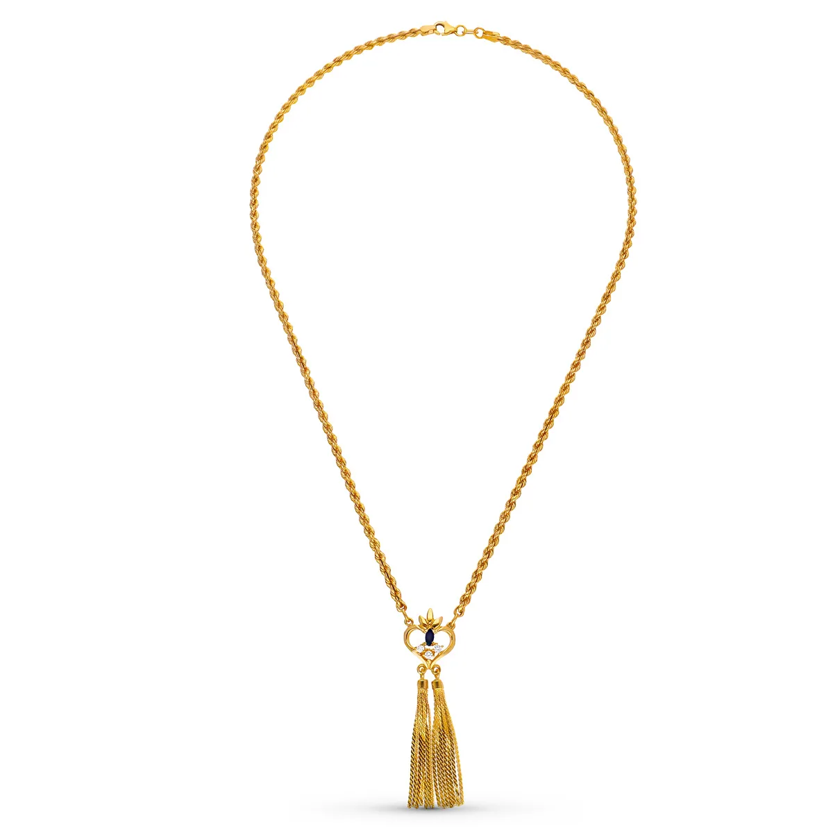 18K GARGANTILLA ORO AMARILLO ESMERALDA CORDON 50CM