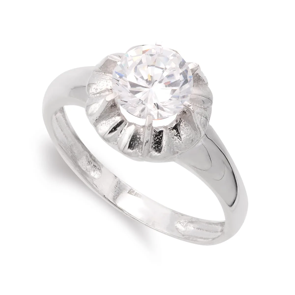 18K SORTIJA ORO BLANCO CON CIRCONITA Y GARRAS. ANCHO: 10 MM