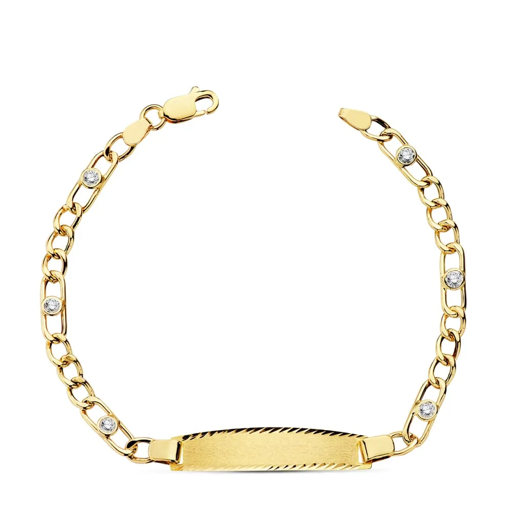 18K PULSERA ESCLAVA ORO AMARILLO HUECA CIRCONITA 18.5 CM