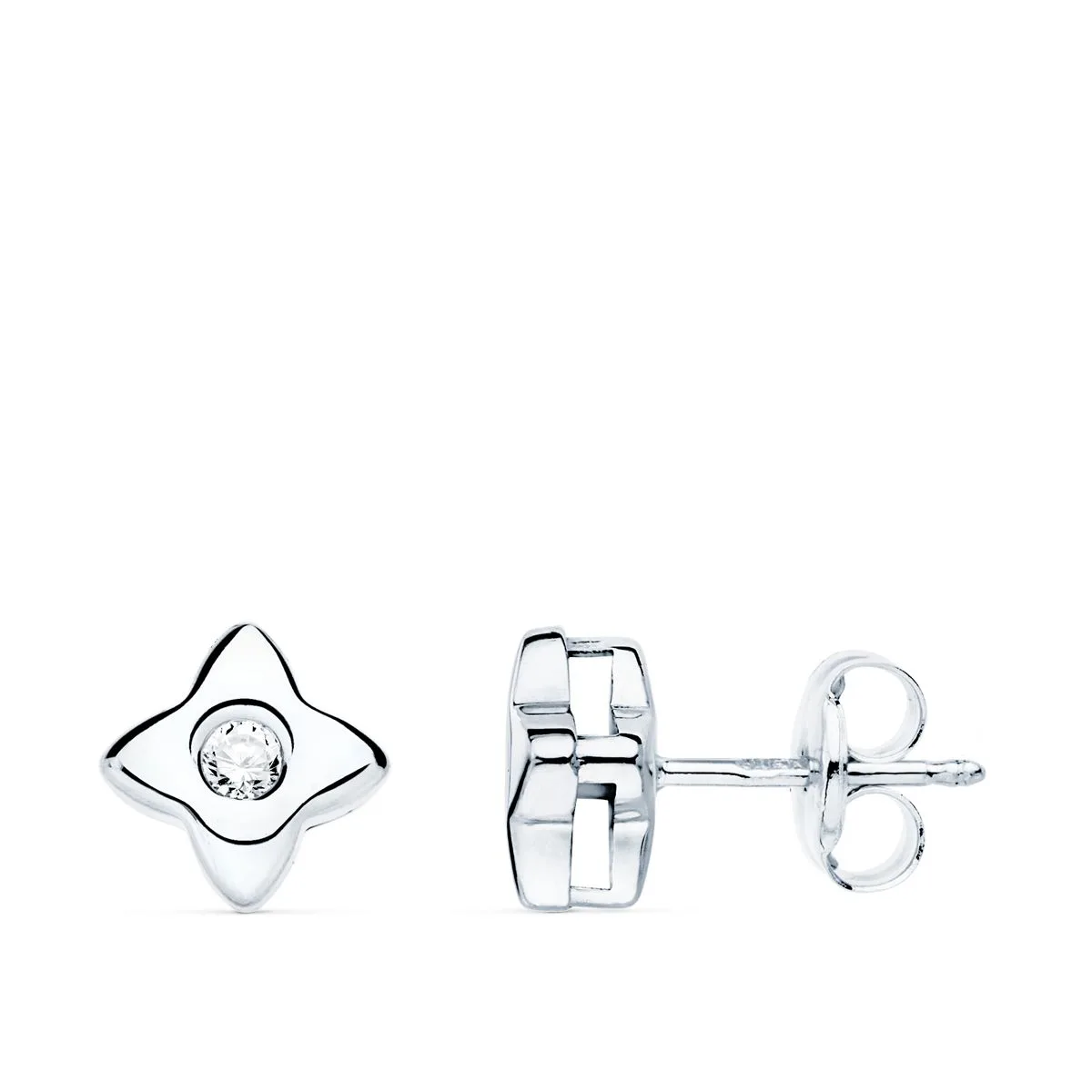18K PENDIENTES ORO BLANCO ESTRELLA DIAMANTES LABORATORIO 0,100 QT VS2-G. MEDIDA: 6X6 MM. CIERRE PRESION