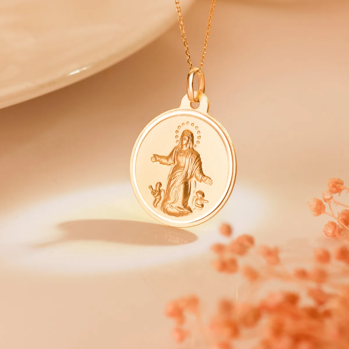 18K MEDALLA ORO AMARILLO VIRGEN DE LA ASUNCION BISEL 22 MM — vista 2