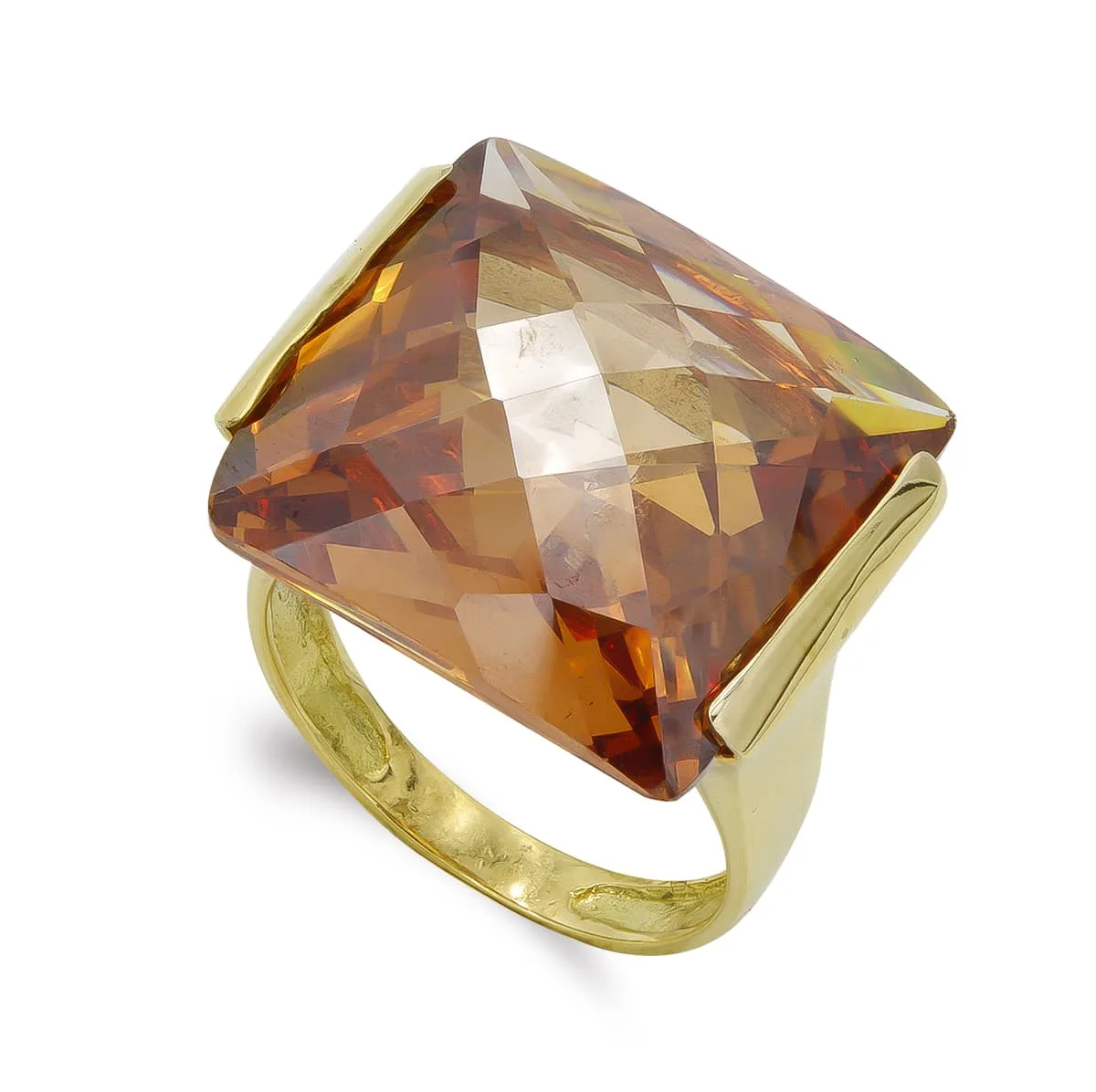 18K SORTIJA ORO AMARILLO PIEDRA RECTANGULAR TOPACIO. ANCHO: 18 MM