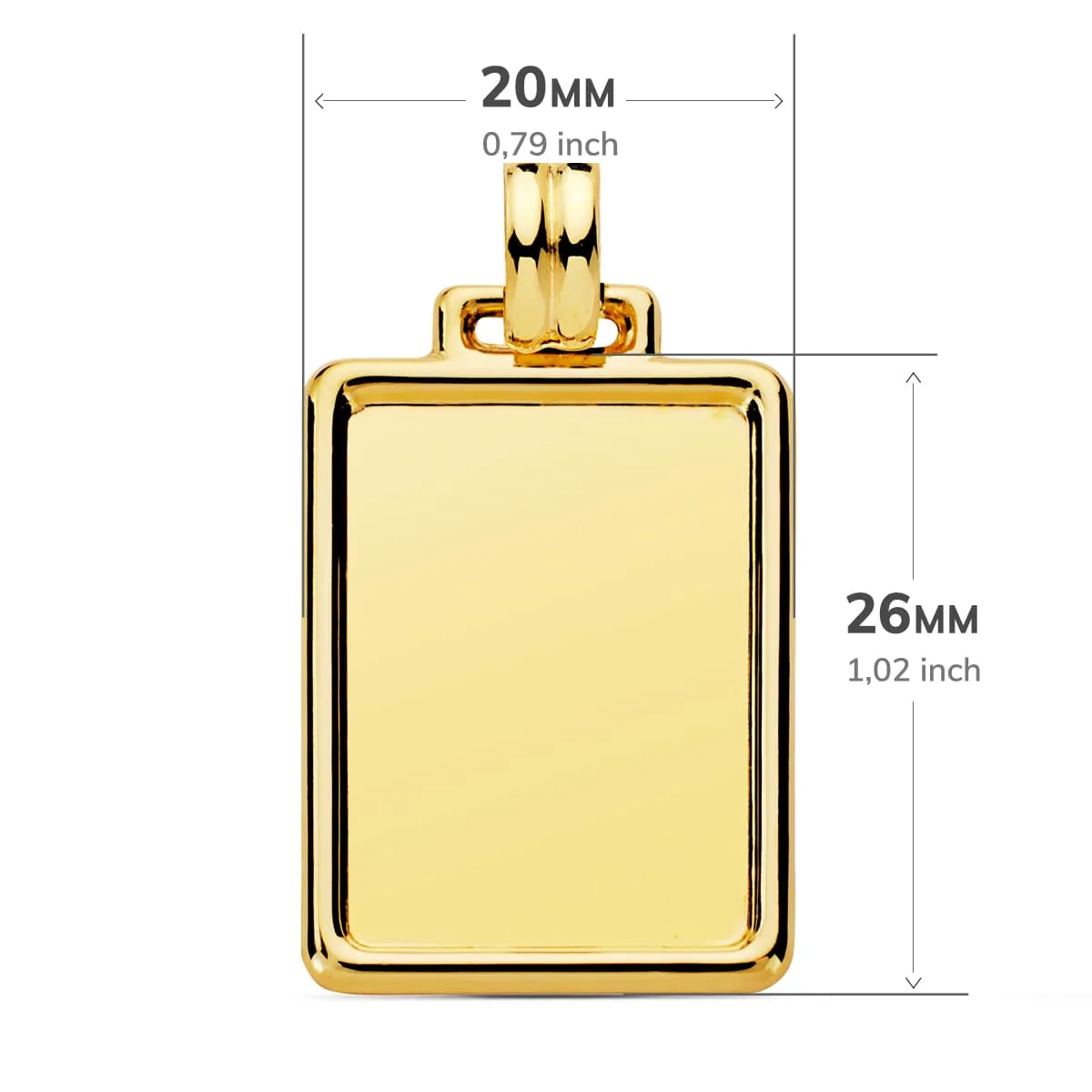 18K PLACA CHAPA LISA ORO AMARILLO 29X20 MM — vista 2