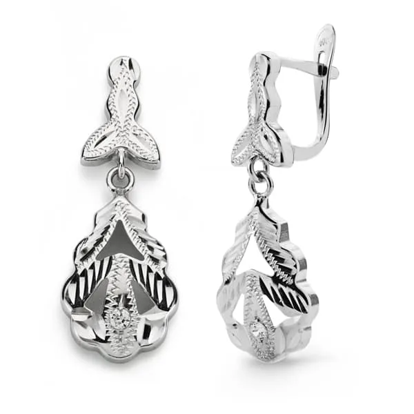 18K PENDIENTES ORO BLANCO CUBANAS 26X10 MM CIERRE CATALAN