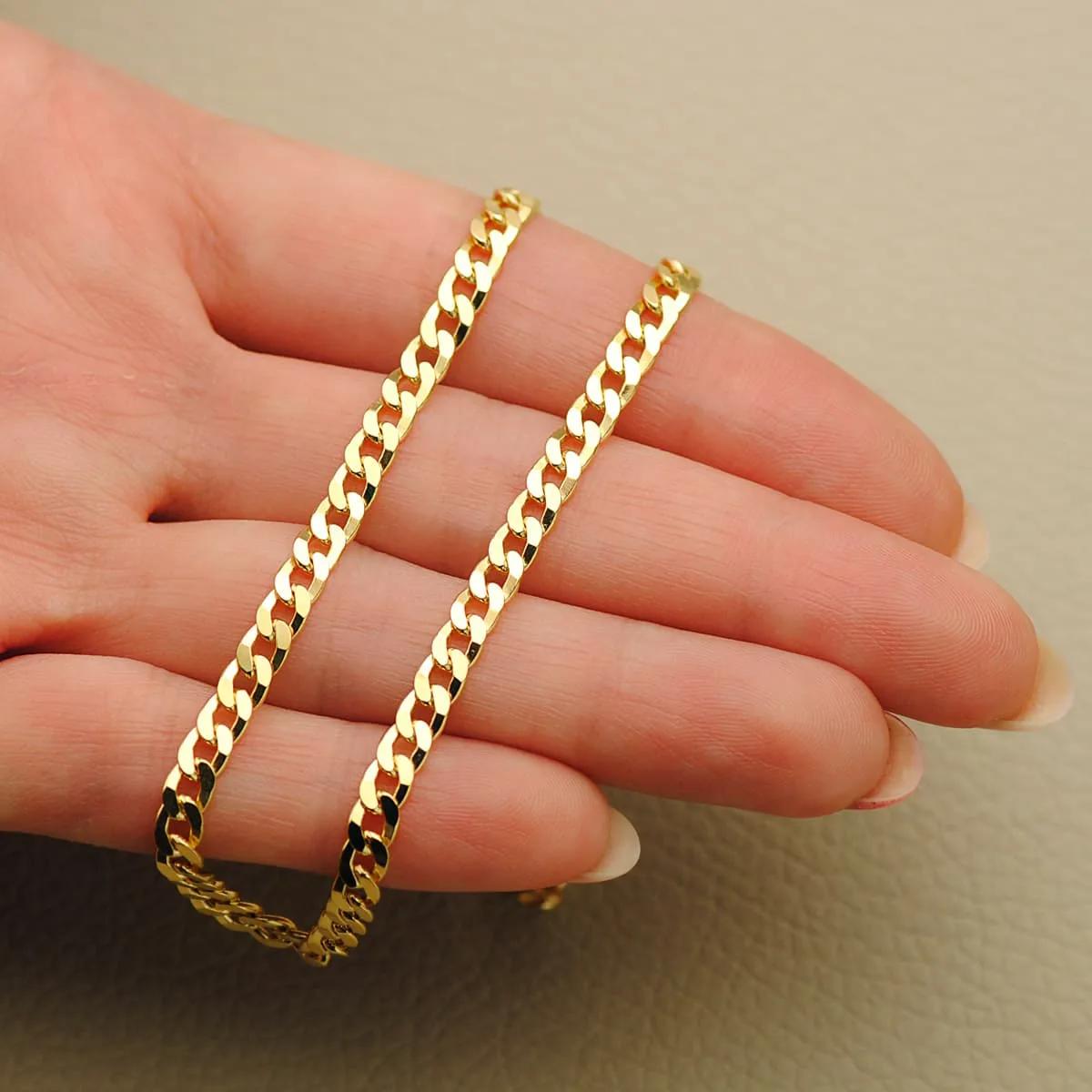 18K CADENA ORO AMARILLO MACIZA BARBADA LARGO 60CM ANCHO 3.75 MM — vista 3