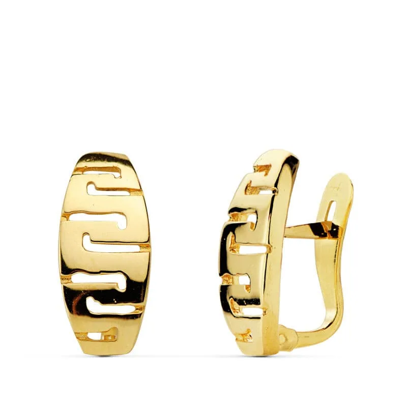 18K PENDIENTES ORO AMARILLO GRECA 13X6 MM CIERRE CATALAN