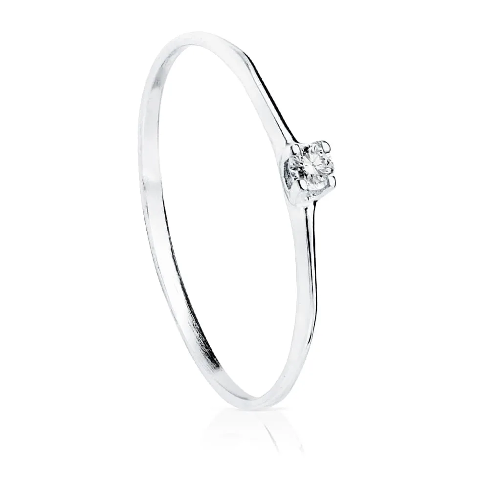18K SOLITARIO ORO BLANCO DIAMANTE 0.055 QTS. SI-H ANCHO: 3MM
