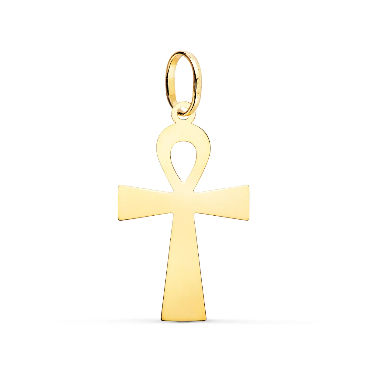18K COLGANTE ORO AMARILLO BRILLO CRUZ DE LA VIDA EGIPCIA  28 X 16 MM  AMULETO EGIPCIO ANKH