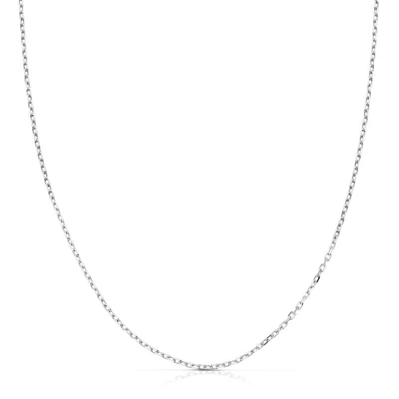 18K CADENA MACIZA ORO BLANCO FORZADA 45CM ANCHO 1 MM