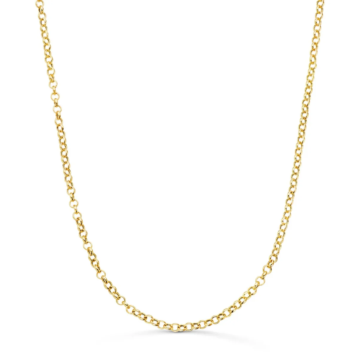 18K CADENA ORO AMARILLO ROLO HUECA LIGERA ANCHO: 2.5MM LARGO: 45CM CIERRE REASA