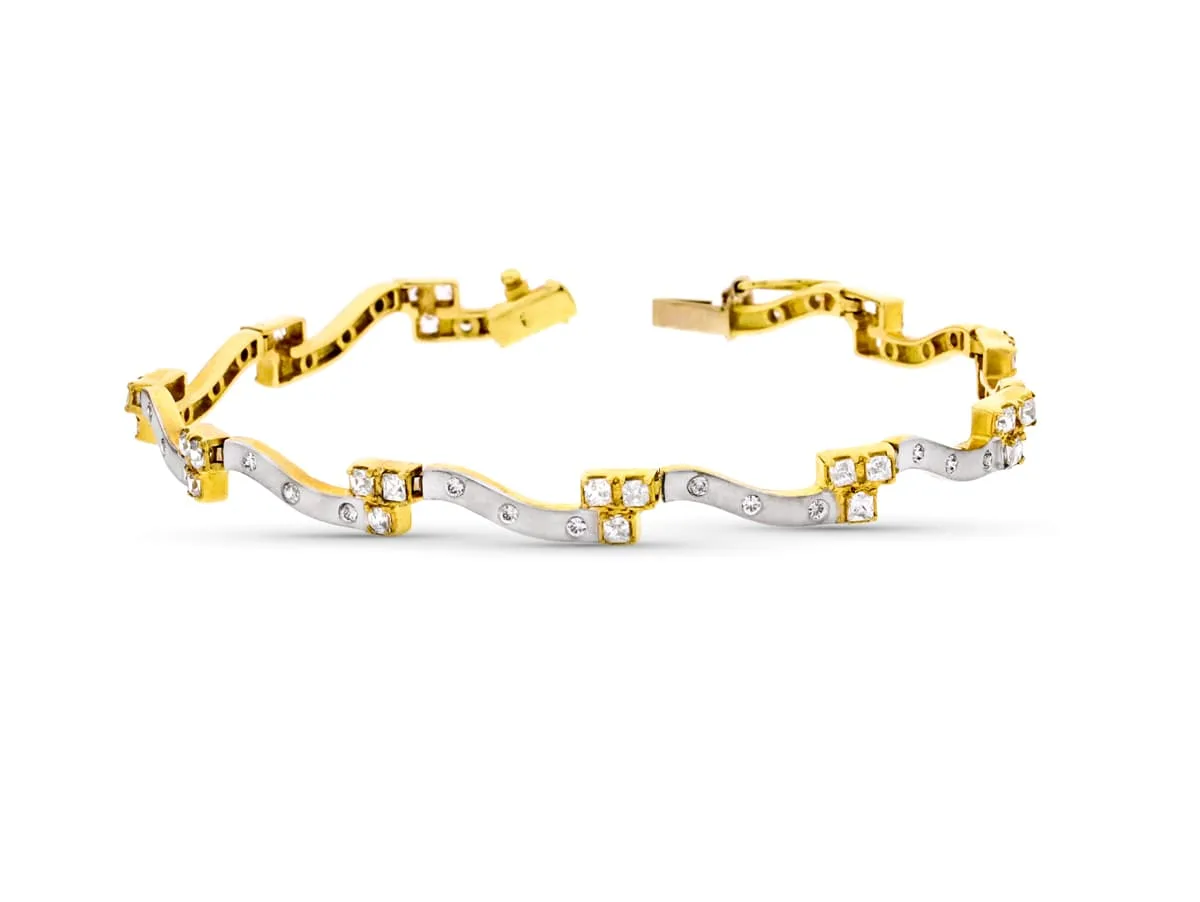 18K PULSERA ORO BICOLOR CON CIRCONITAS