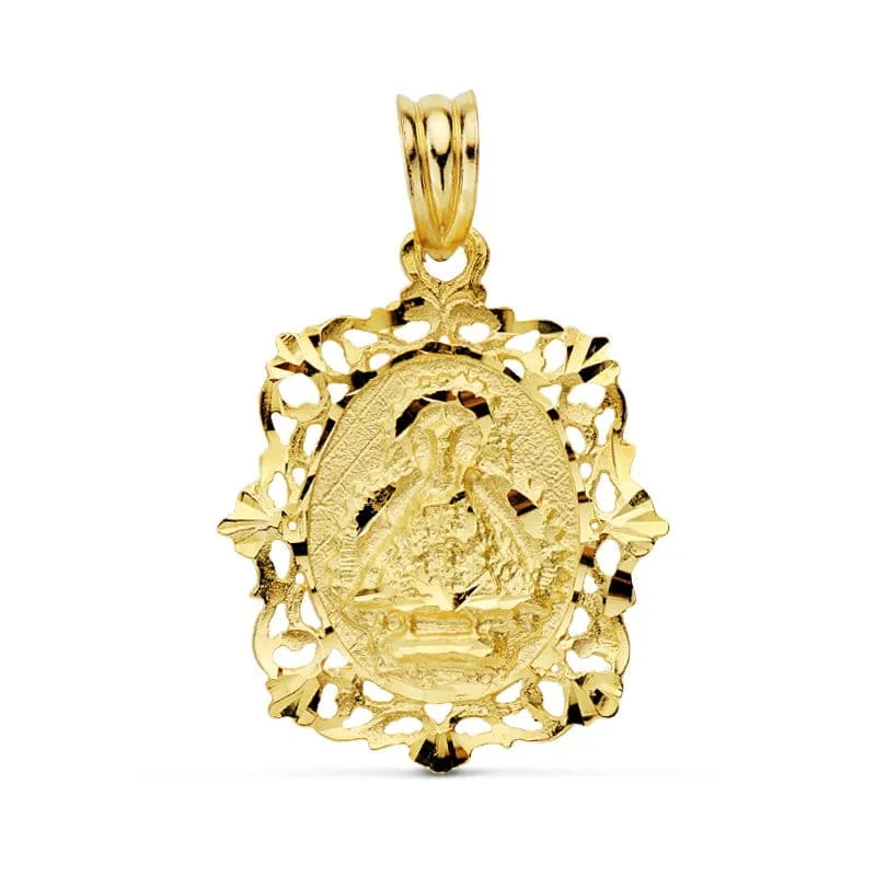 18K MEDALLA ORO AMARILLO VIRGEN DE LA CABEZA CERCO 26X20 MM