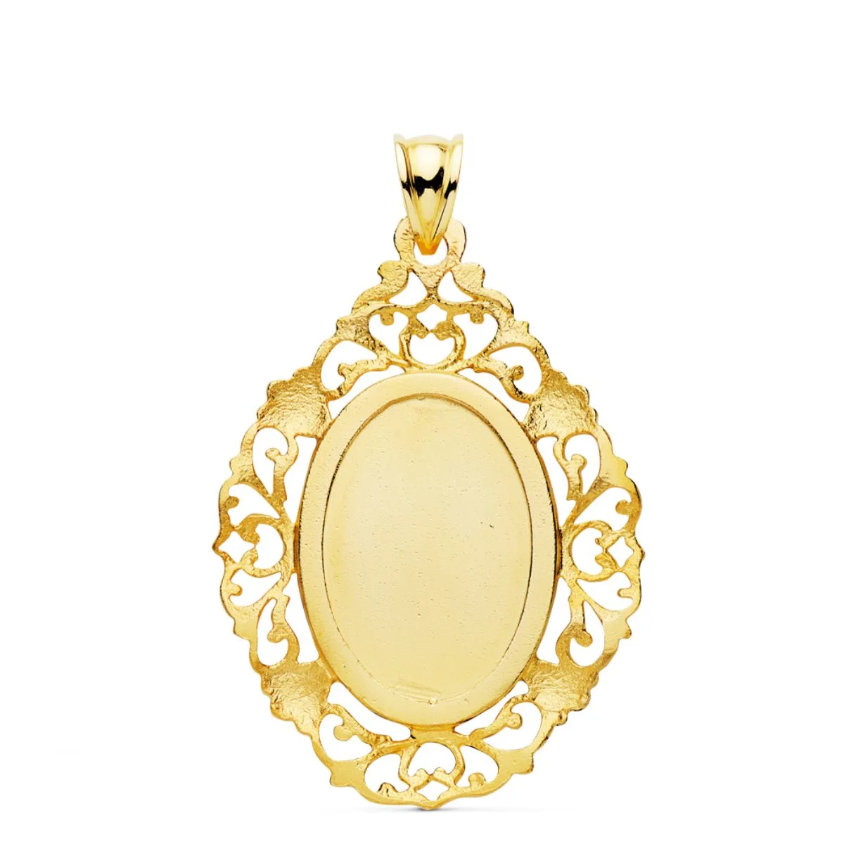 18K MEDALLA ORO AMARILLO VIRGEN DE GUADALUPE CERCO 36X26 MM — vista 2