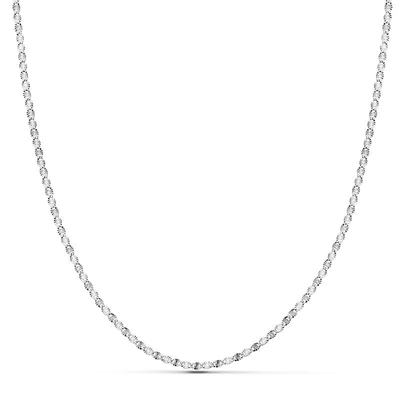 18K CADENA ORO BLANCO MACIZA DIAMANTADA 50CM 1.5 MM