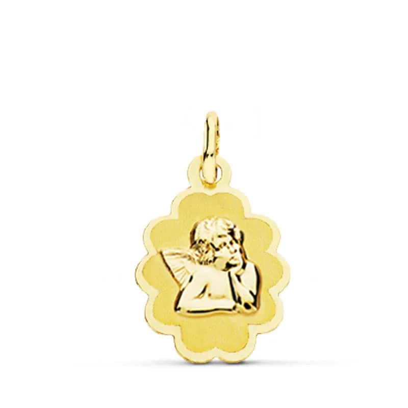 18K MEDALLA ORO AMARILLO ANGEL BURLON LASER. 18X12 MM