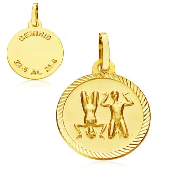 18K HOROSCOPO ORO AMARILLO GEMINIS 20 MM