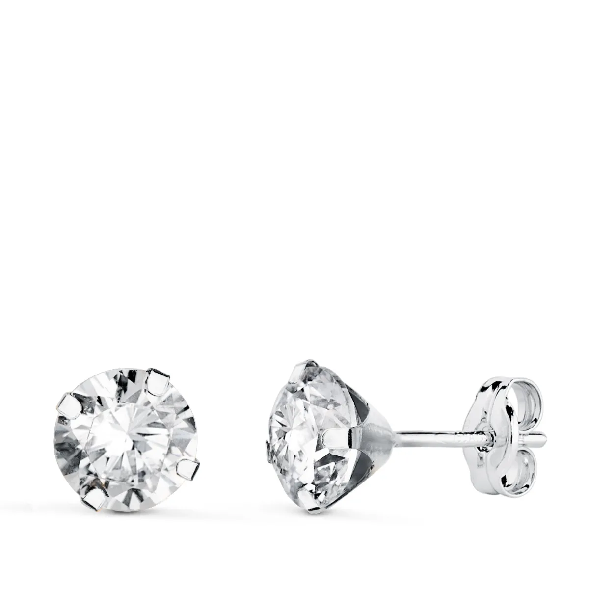 18K PENDIENTES ORO BLANCO 4 GARRAS CON CIRCONITA. ANCHO: 6 MM CIERRE PRESION