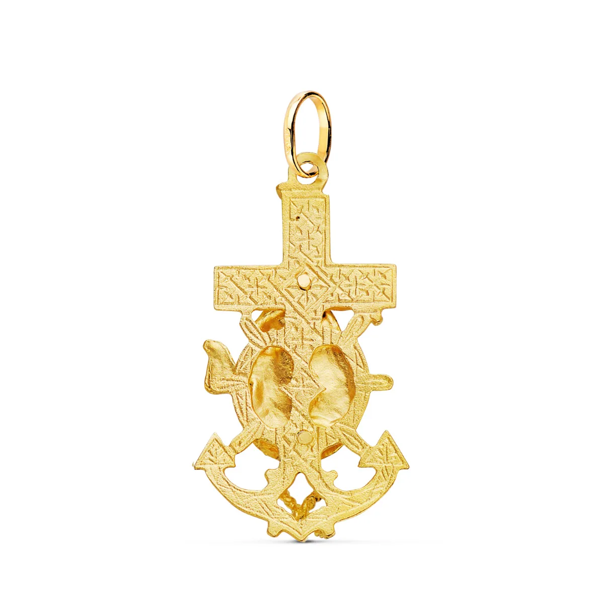 18K CRUZ MARINERA ORO AMARILLO VIRGEN DEL CARMEN TALLADA 35X19 MM — vista 2