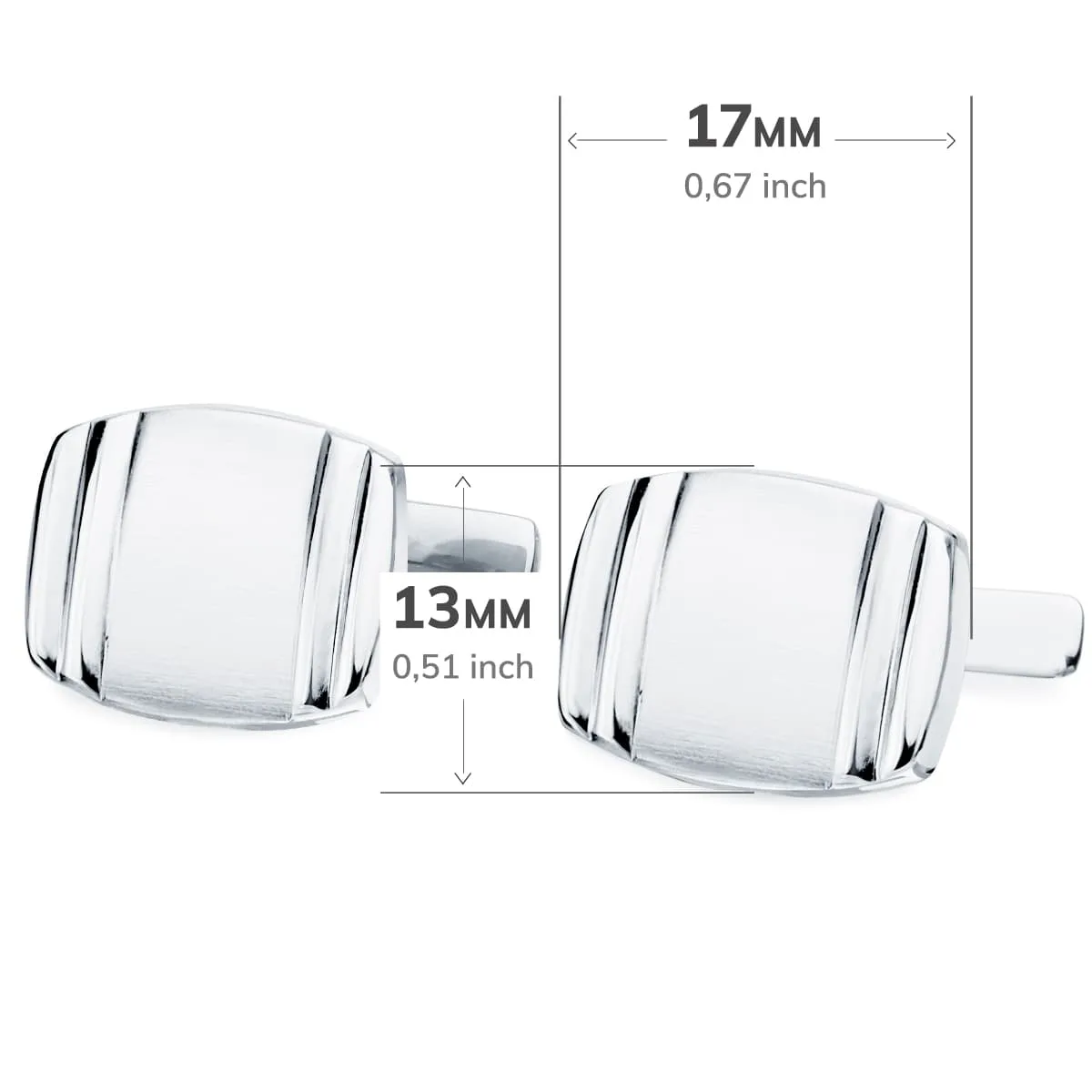 18K GEMELOS ORO BLANCO TONEL MATE Y BRILLO 17X13 MM CIERRE RIGIDO OSCILANTE — vista 2