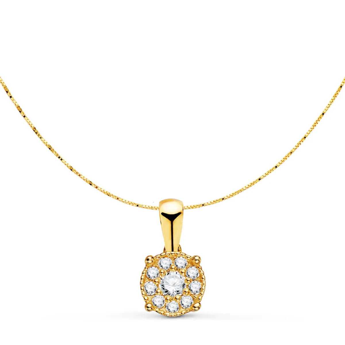 18K COLGANTE ORO AMARILLO CON DIAMANTES LABORATORIO 0,182 QTS - VS2 G. MED: 6.5MM. CADENA 42-3CM — vista 2