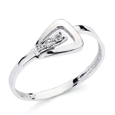 18K SORTIJA ORO BLANCO DIAMANTES TALLA BRILLANTE 0.016  QTS. 8 X 7MM