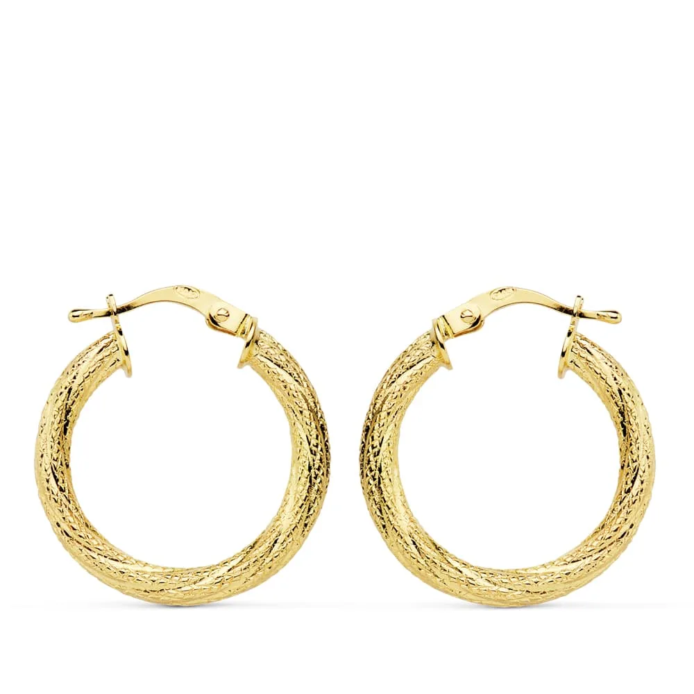 18K AROS ORO AMARILLO HUECOS GRANILLADOS 21 MM