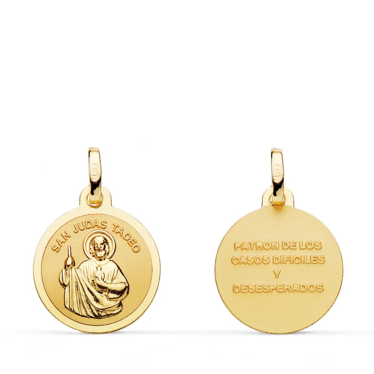18K MEDALLA ORO AMARILLO SAN JUDAS TADEO MATE Y BRILLO. MEDIDA: 16 MM