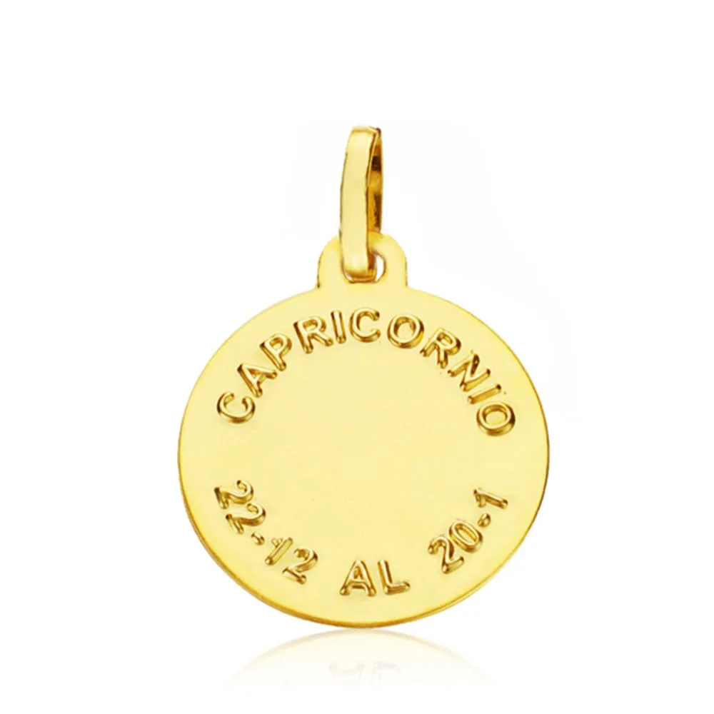 18K PLACA HOROSCOPO ORO AMARILLO CAPRICORNIO 16 MM — vista 2