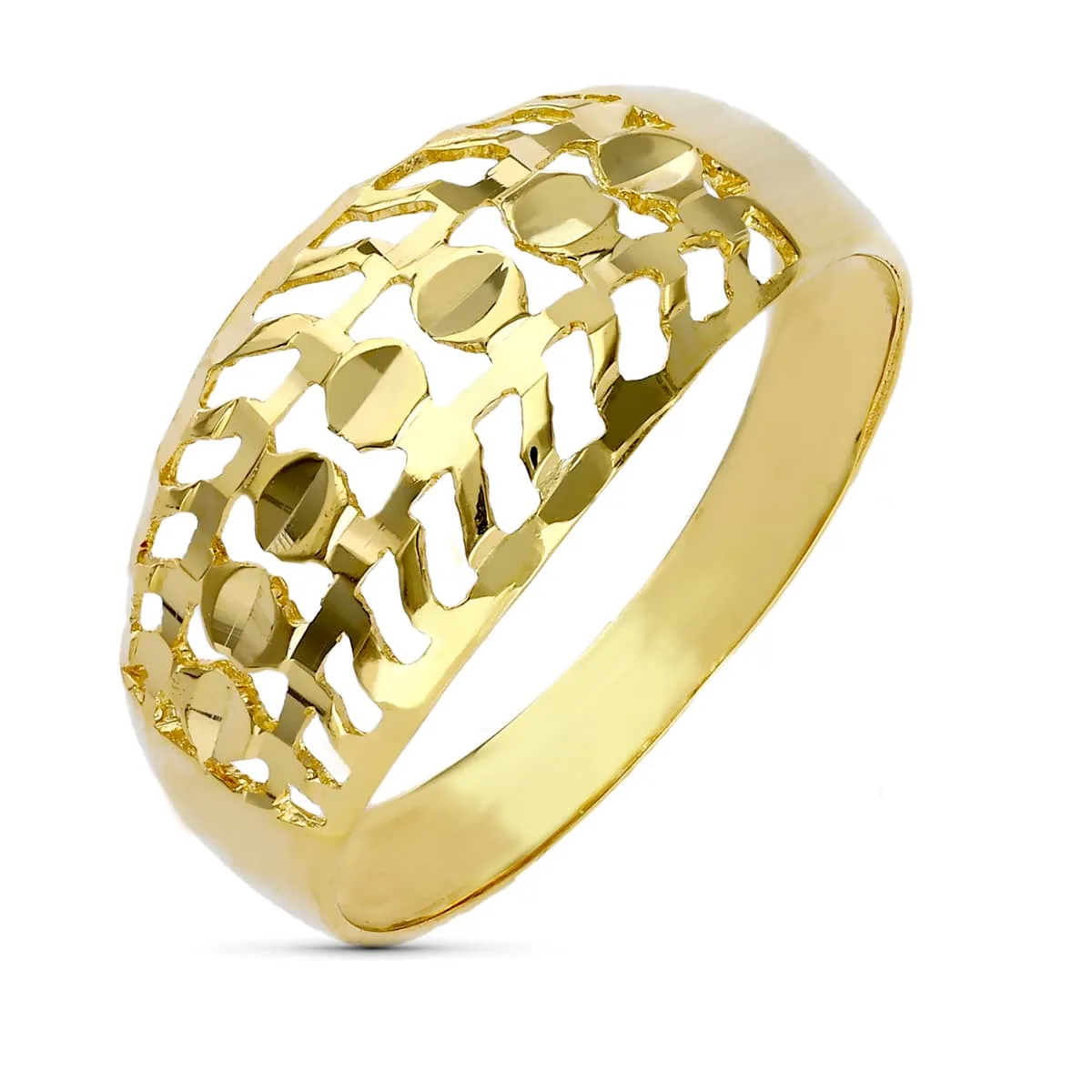 9K SORTIJA ORO AMARILLO TALLADA DIAMANTADA ANCHO 10 MM