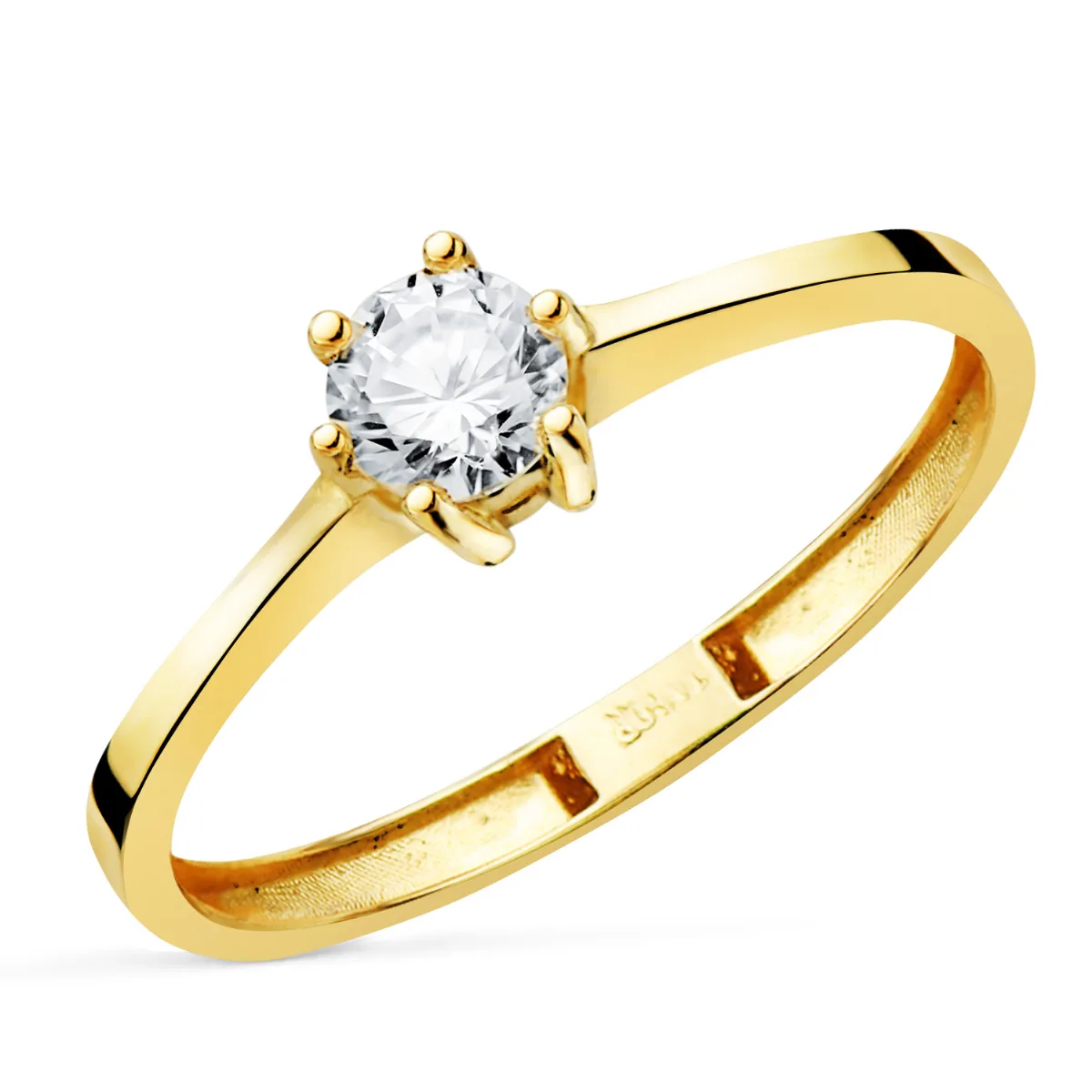 18K SOLITARIO ORO AMARILLO 6 GARRAS CON DIAMANTE LABORATORIO 0,300 QTES. G - VS1