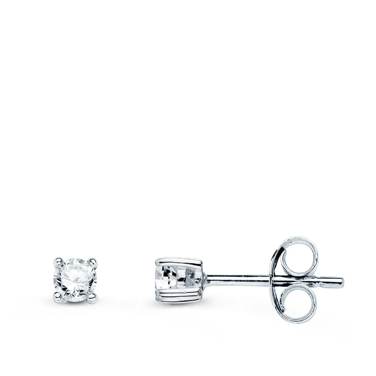18K PENDIENTES ORO BLANCO DIAMANTES LABORATORIO 2,75 MM 0,20 QTS. VS2-G 3X3 MM. CIERRE PRESION