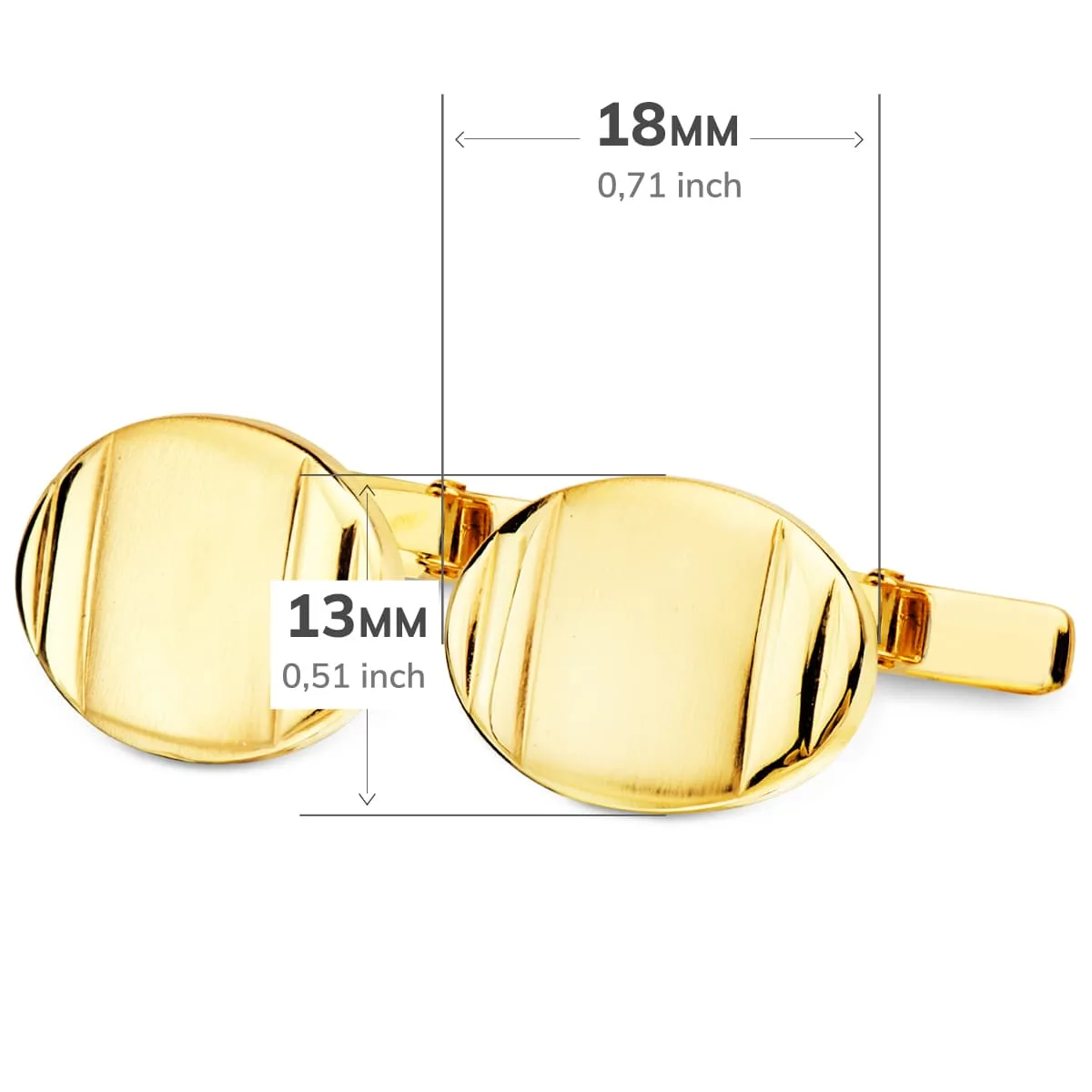 18K GEMELOS ORO AMARILLO OVAL MATE Y BRILLO 18X13 MM CIERRE RIGIDO OSCILANTE — vista 3