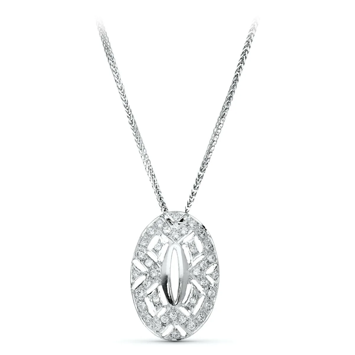 18K GARGANTILLA ORO BLANCO JUEGO NOVIA 45CM CENTRO CIRCONITA 23X15 MM