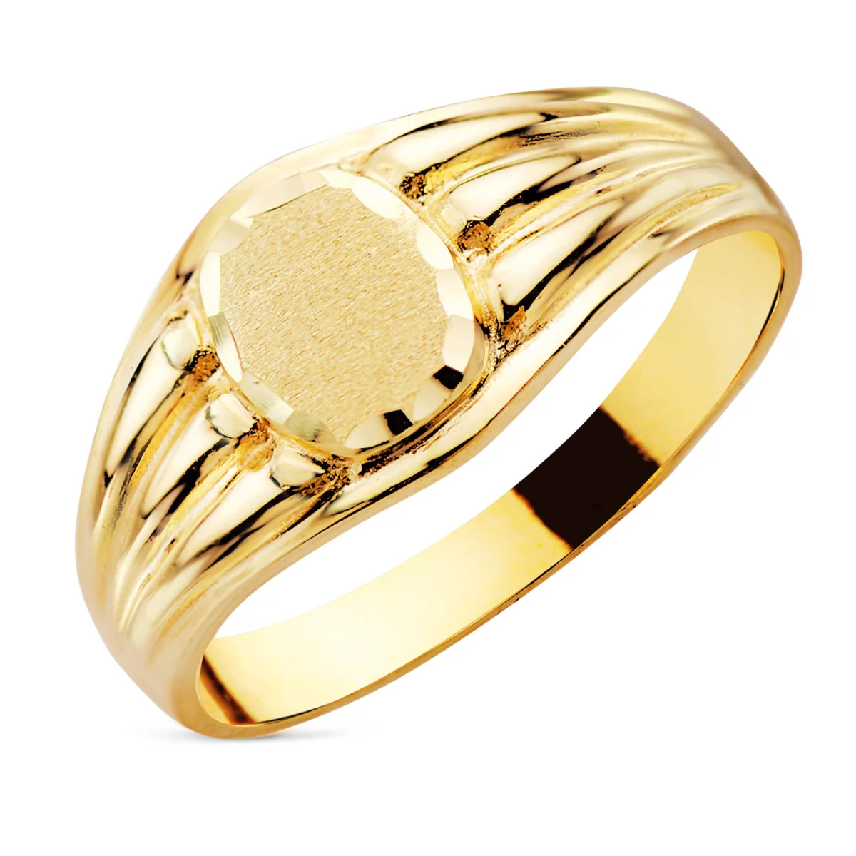18K SELLO ORO AMARILLO CADETE MATE Y BRILLO ZONA GRABACION 8X7 MM