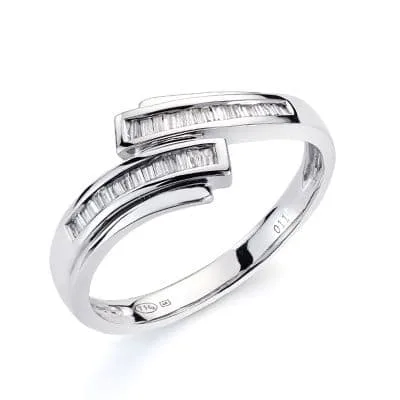 18K SORTIJA ORO BLANCO 30 DIAMANTES TALLA BAGUETTE 0.116  QTS. ANCHO: 7MM