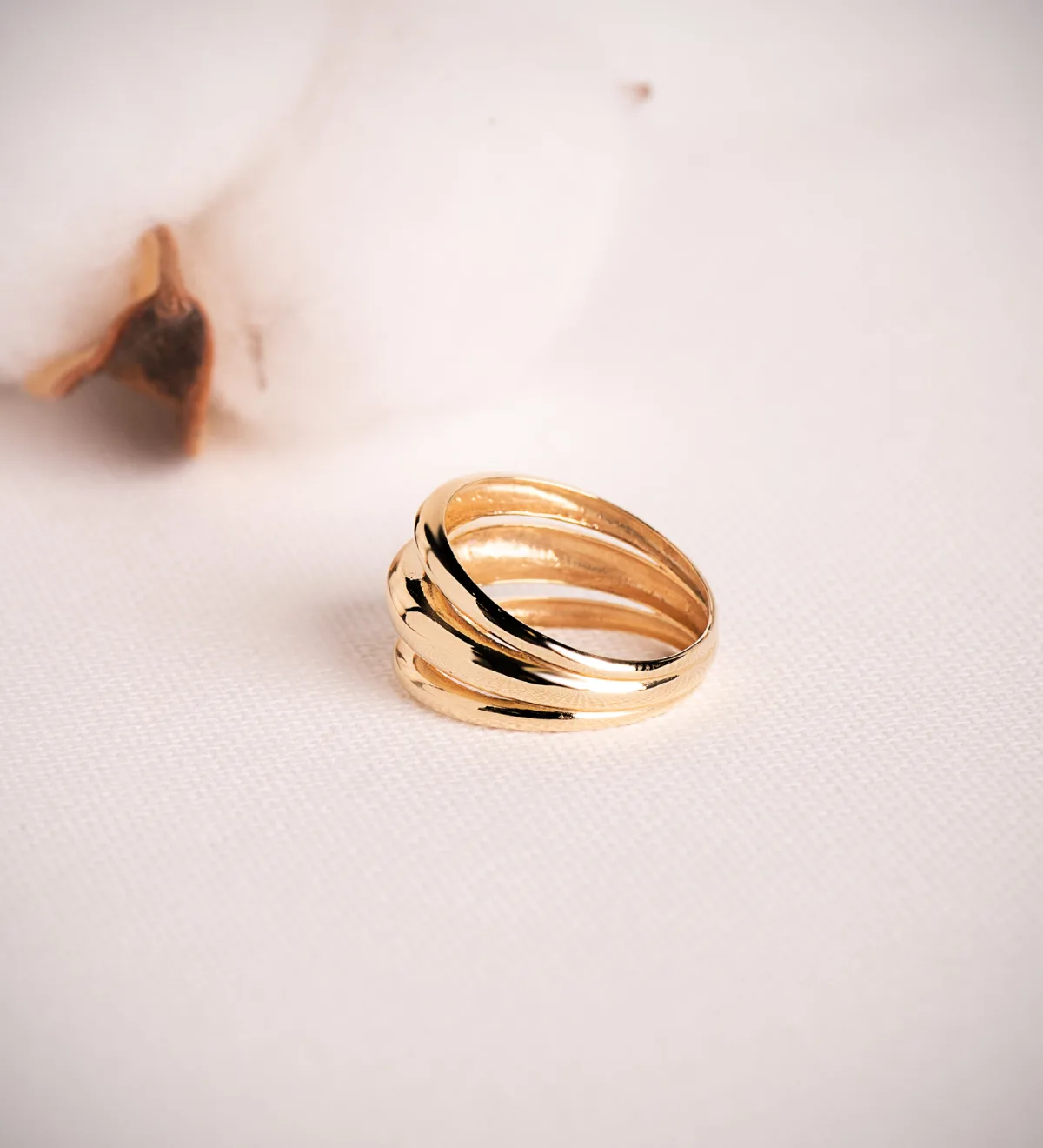 18K SORTIJA ORO AMARILLO TRES BANDAS EN BRILLO. ANCHO: 12 MM — vista 2