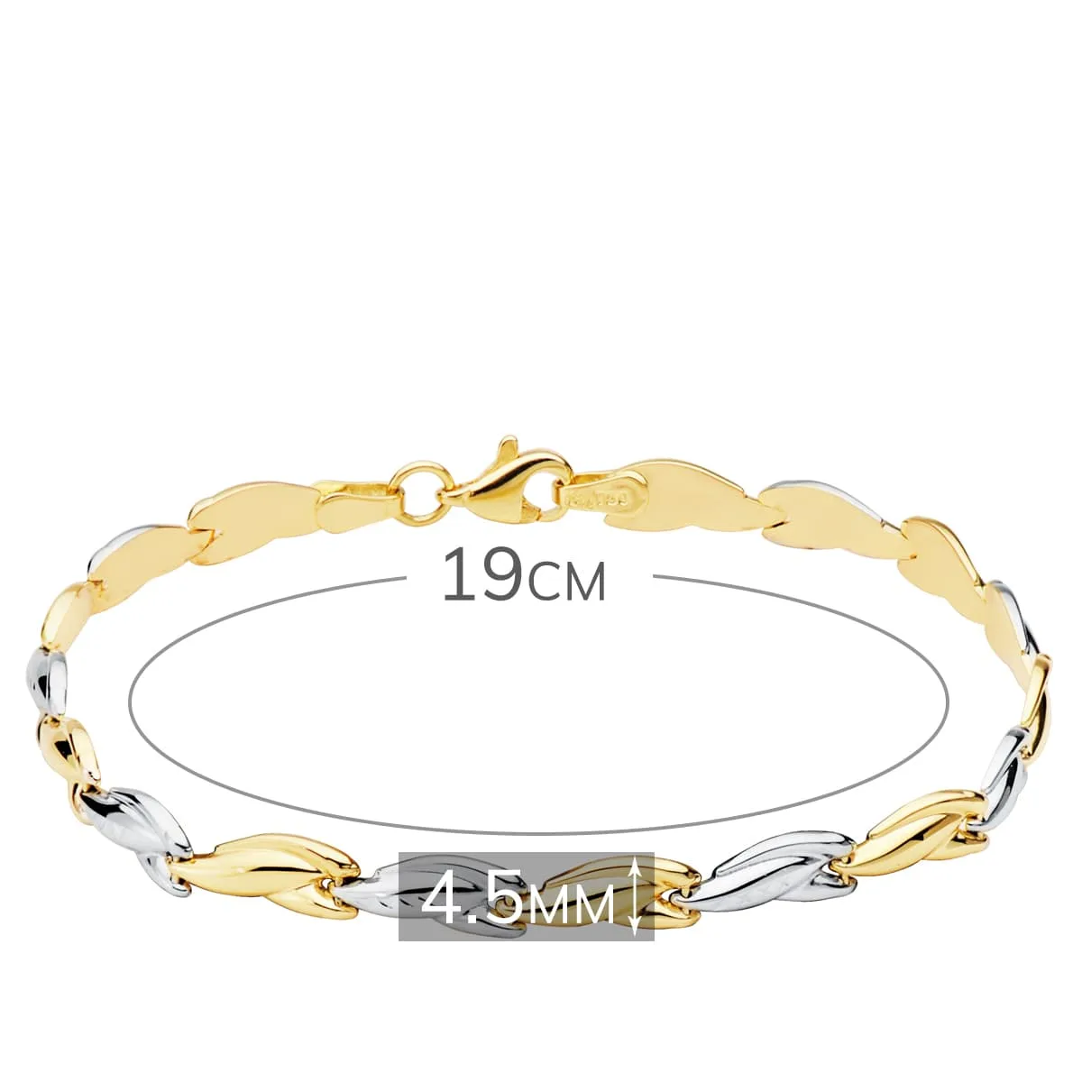 18K PULSERA BICOLOR ESTAMPACION 19CM — vista 2