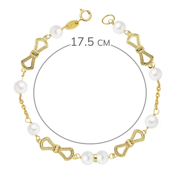 18K PULSERA ORO AMARILLO COMUNION PERLA 5.5 MM 17.50CM — vista 2