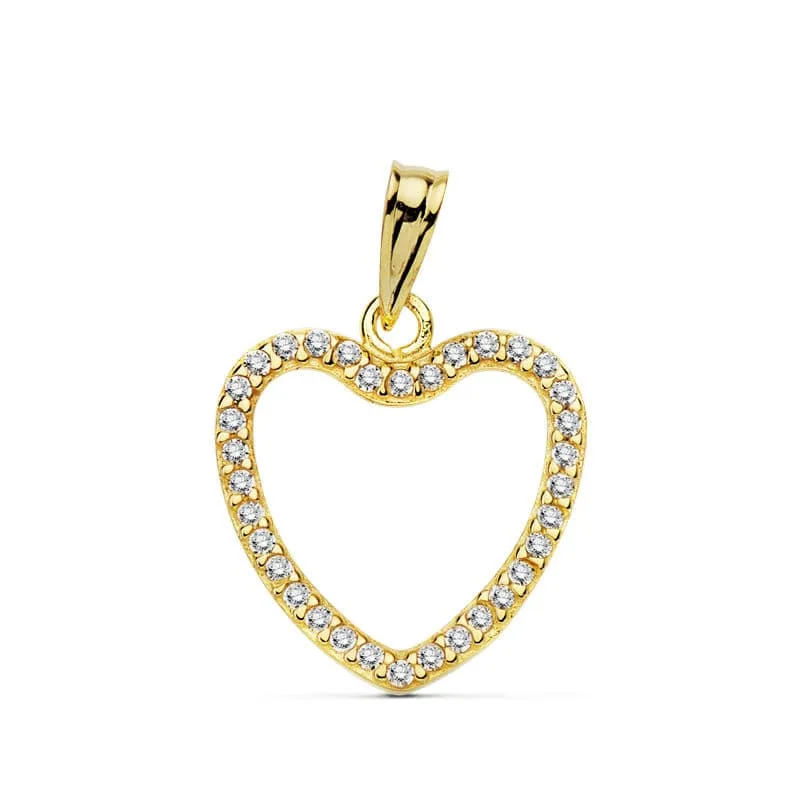 18K COLGANTE ORO AMARILLO CORAZON CIRCONITA 16X16 MM C. AMOR