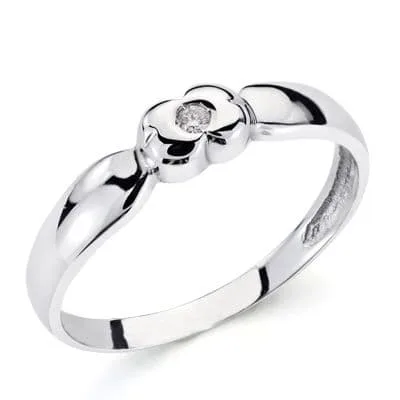 18K SOLITARIO ORO BLANCO BRILLANTE 0.040 QTS. ANCHO: 4MM
