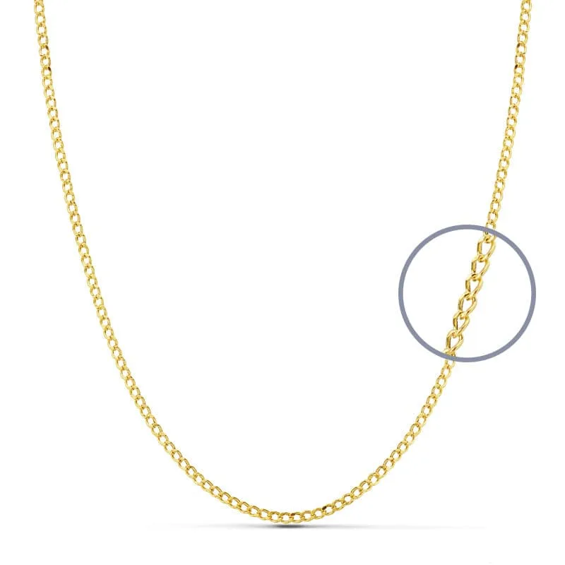 18K CADENA ORO AMARILLO BARBADA HUECA ANCHO 1 MM LONGITUD 45CM