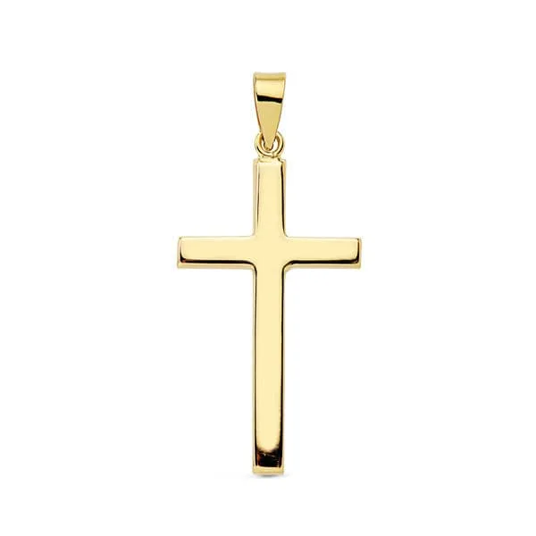 18K CRUZ ORO AMARILLO LISA PALO RECTANGULAR. 27X15 MM