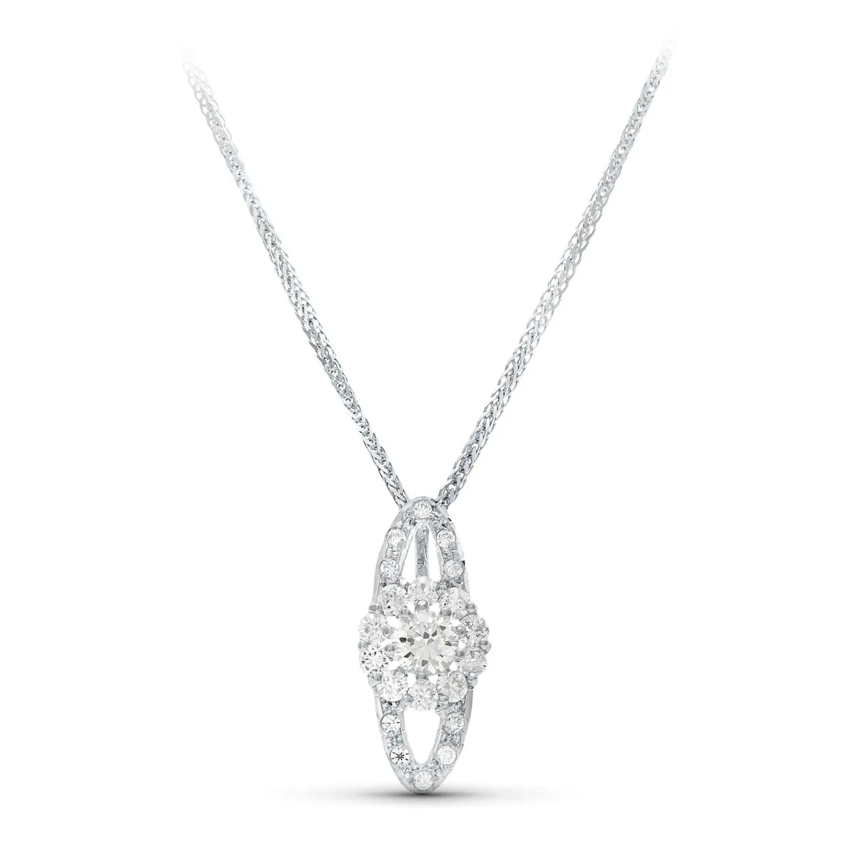 18K GARGANTILLA ORO BLANCO 45CM JUEGO NOVIA 20X9 MM CIERRE MOSQUETON