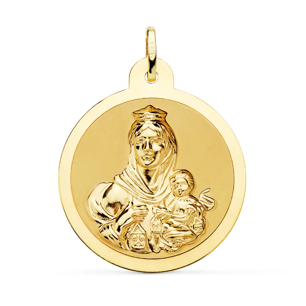 18K ESCAPULARIO ORO AMARILLO ORO AMARILLO BRILLO VIRGEN DEL CARMEN Y CORAZON DE JESUS 30 MM — vista 3
